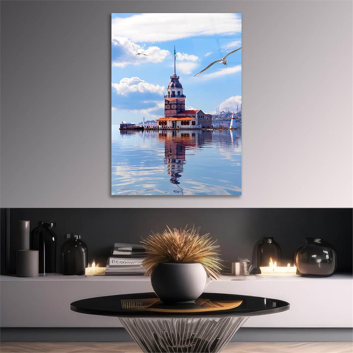 Dikey Doğa Temalı Cam Tablo 229