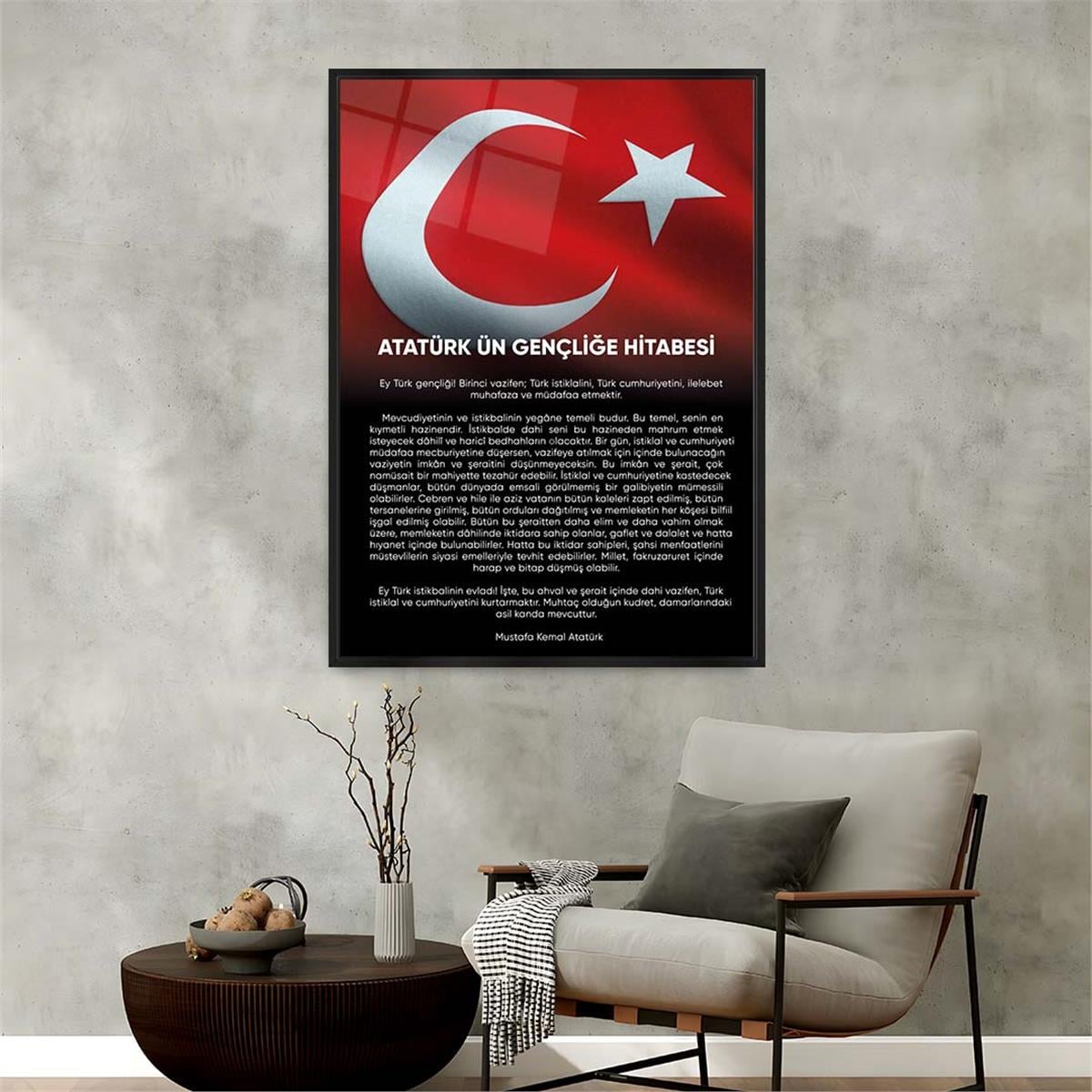 Alüminyum Çerçeveli Vatan Temalı Cam Tablo 048