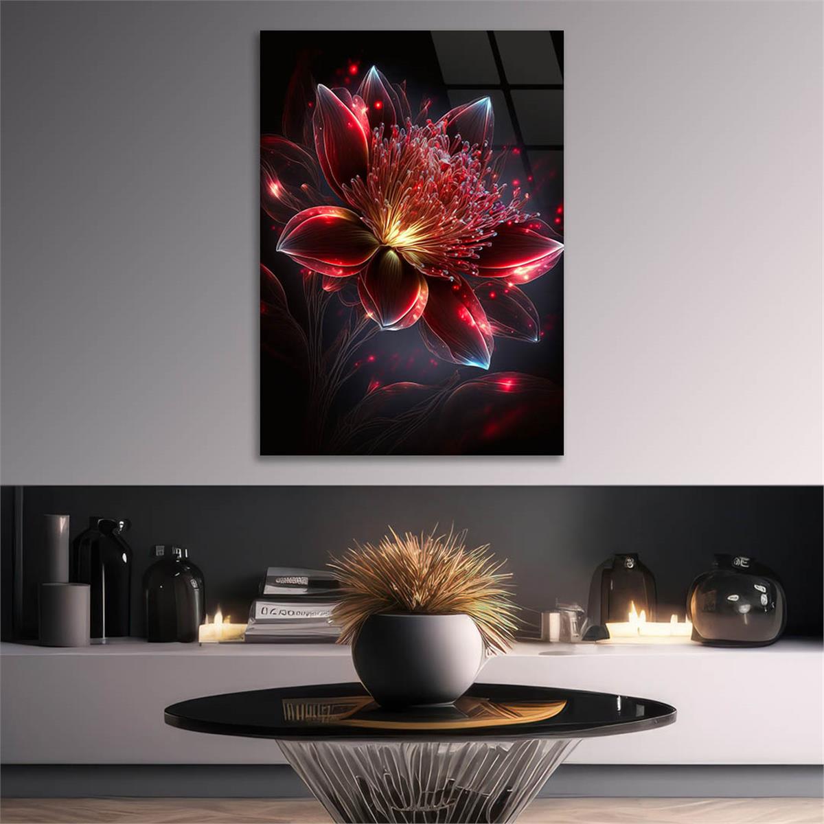 Dikey Sanat Temalı Cam Tablo 434