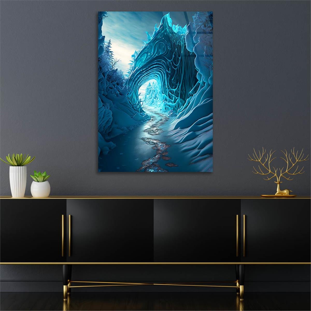 Dikey Sanat Temalı Cam Tablo 468