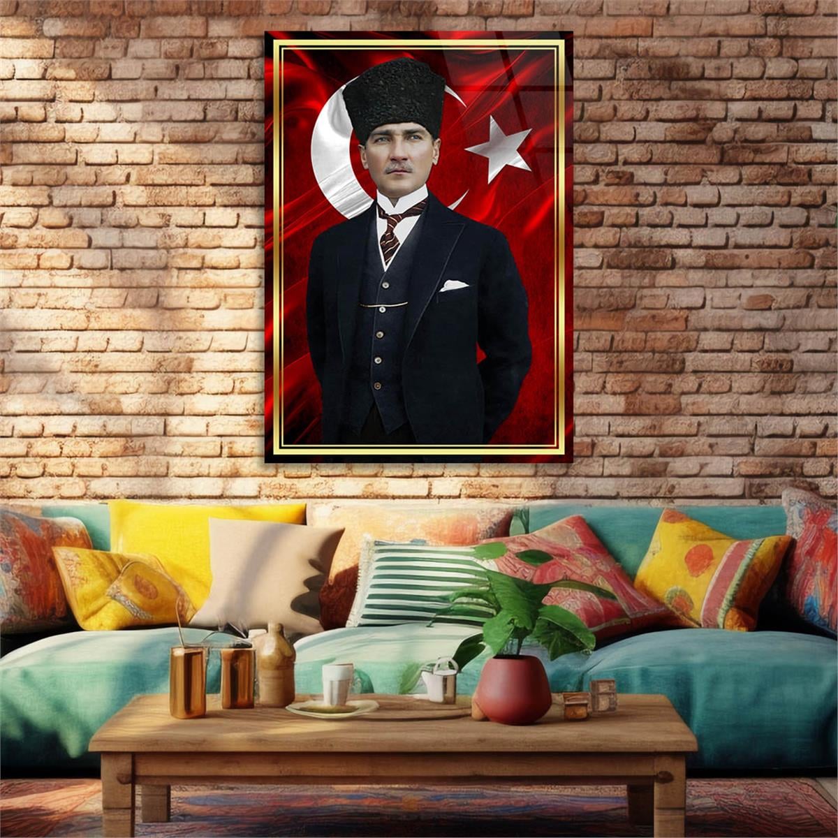 Dikey VatanTemalı Cam Tablo 290