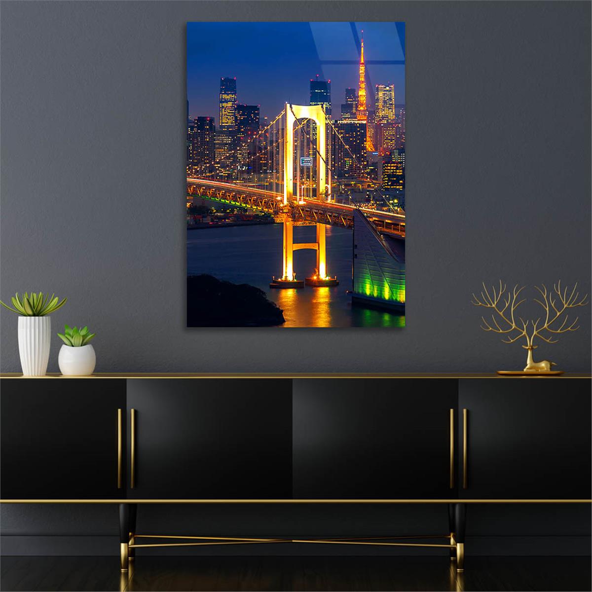 Dikey Doğa Temalı Cam Tablo 228