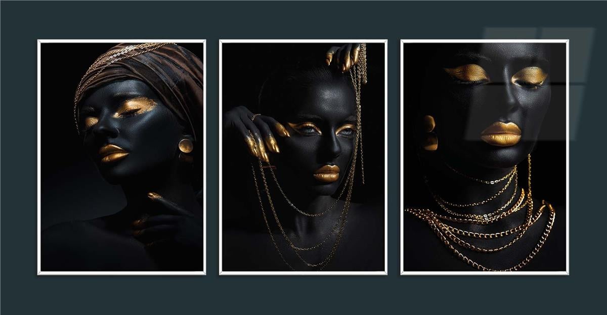 Alüminyum Çerçeveli Sanat Temalı 3lü Set MDF Tablo 0074