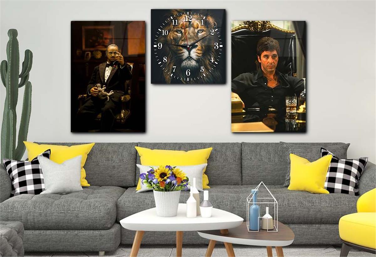 Tempered Glasss Wall Arts Art-Themed Set with Clock