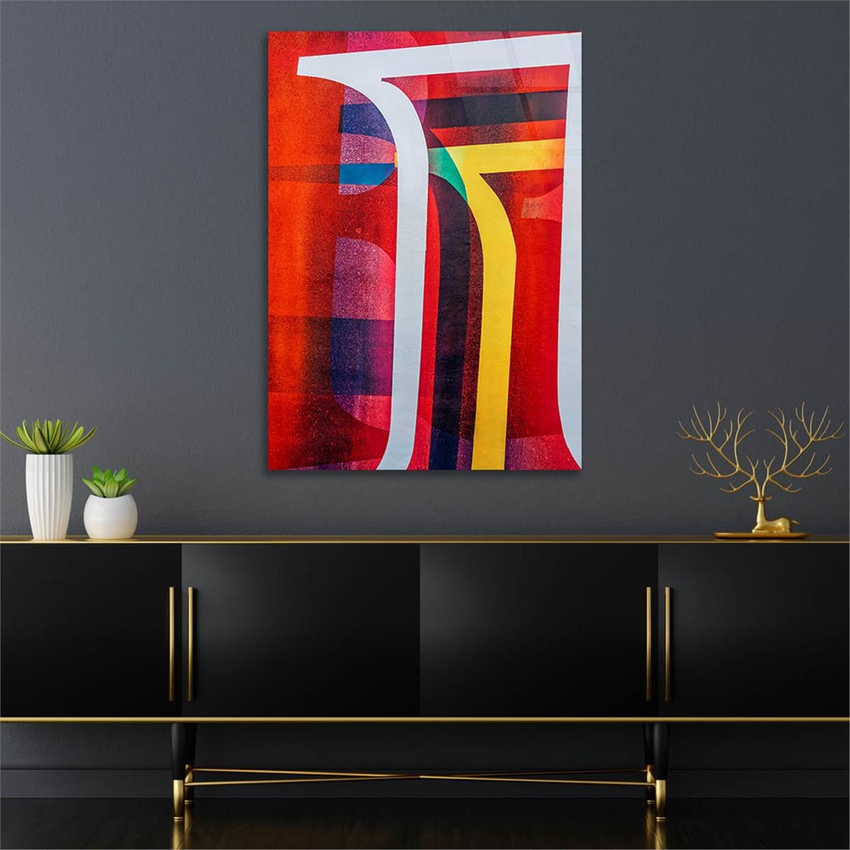 Dikey Sanat Temalı Cam Tablo 513