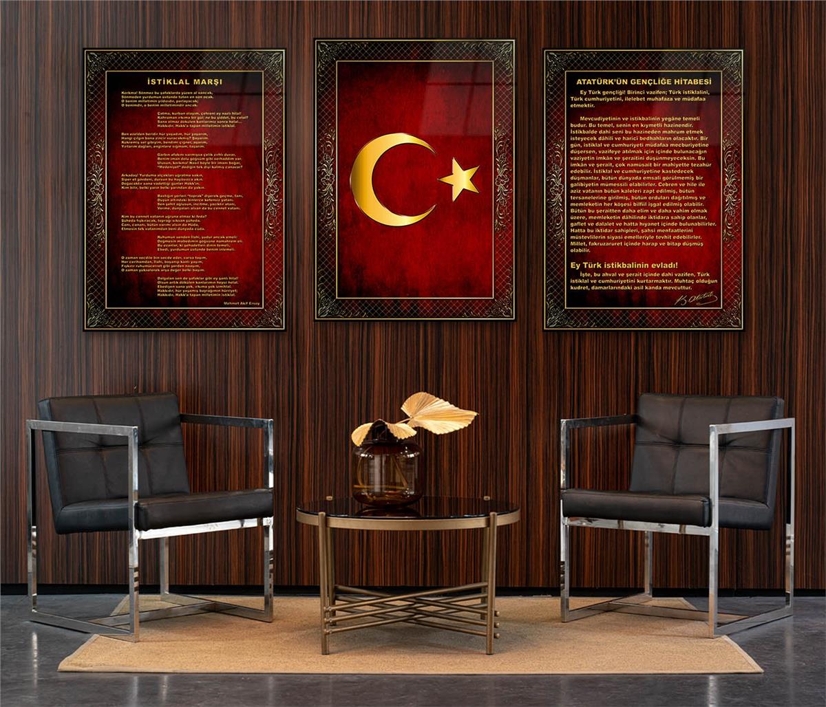  3lü Set VatanTemalı Cam Tablo 14