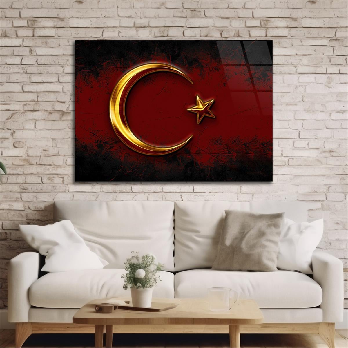 Yatay Vatan Temalı Cam Tablo 158