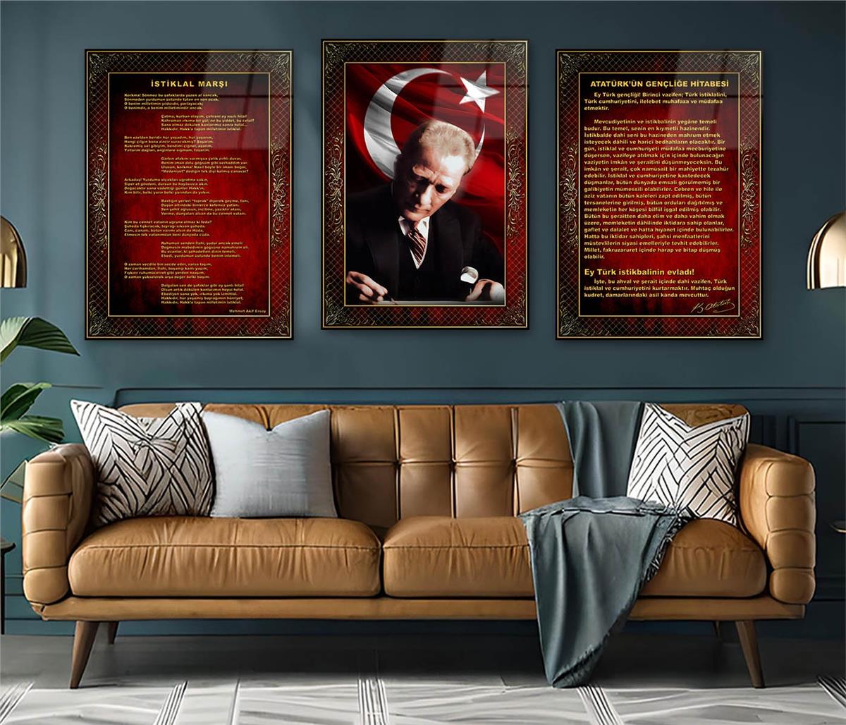  3lü Set VatanTemalı Cam Tablo 20
