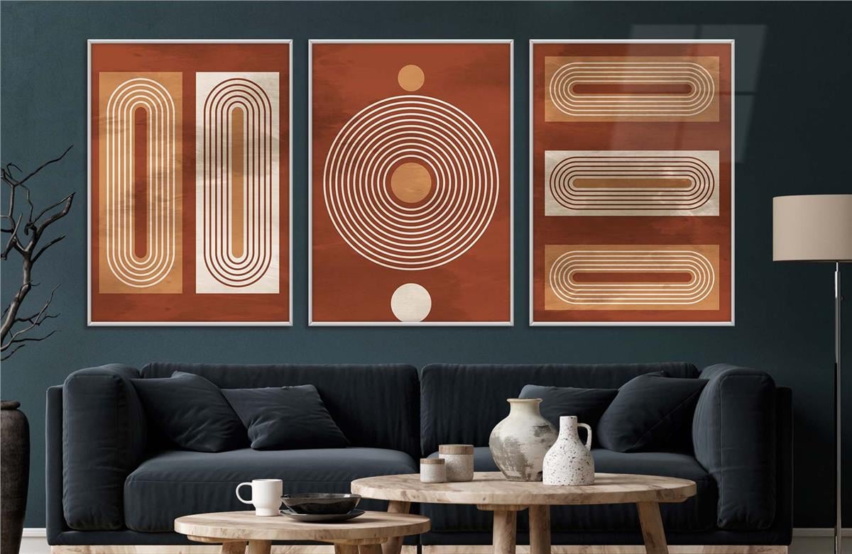 Alüminyum Çerçeveli Sanat Temalı 3lü Set CAM Tablo 0053