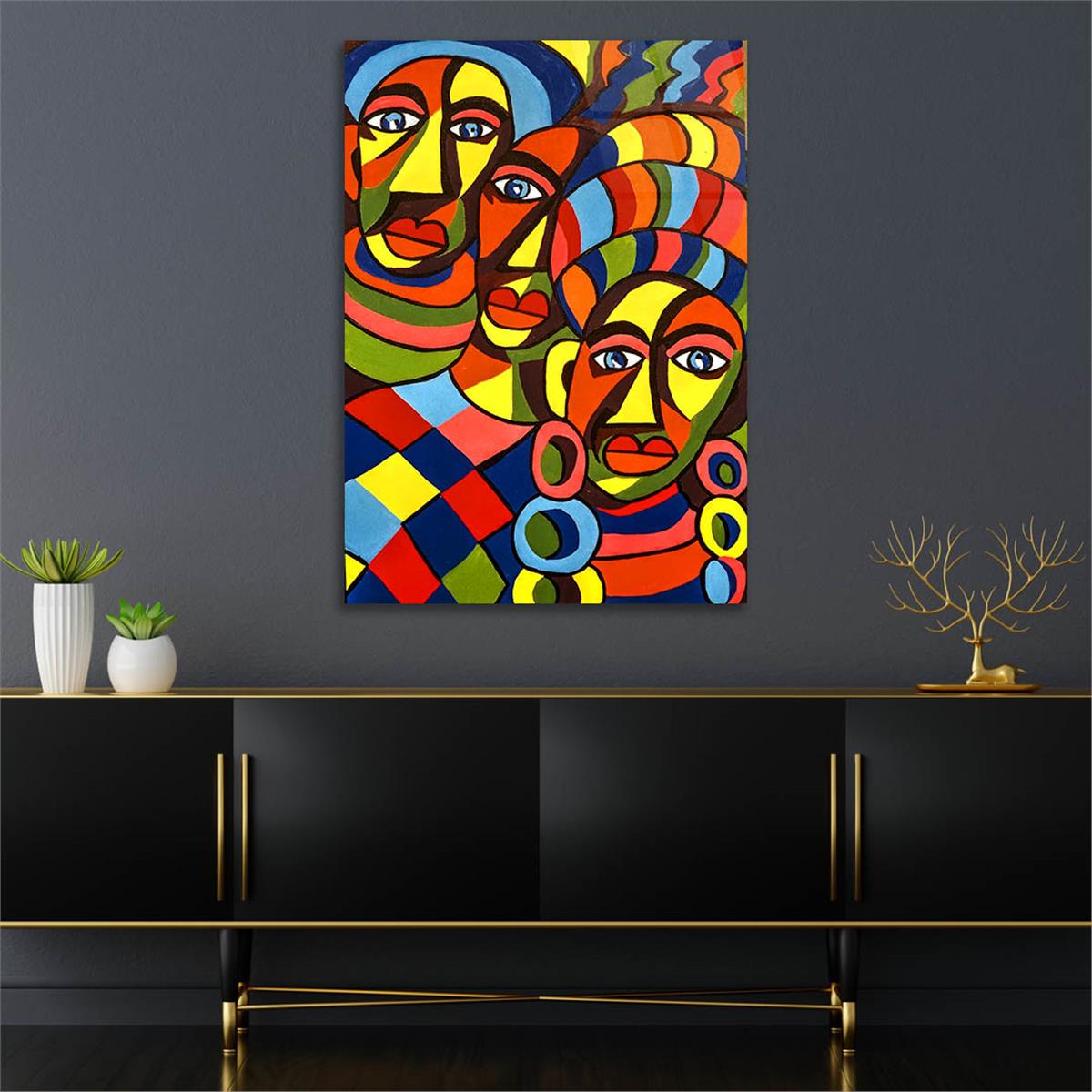 Dikey Sanat Temalı Cam Tablo 391