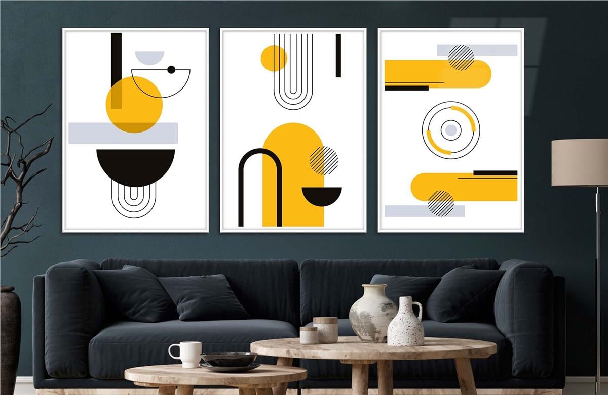 Alüminyum Çerçeveli Sanat Temalı 3lü Set CAM Tablo 0003