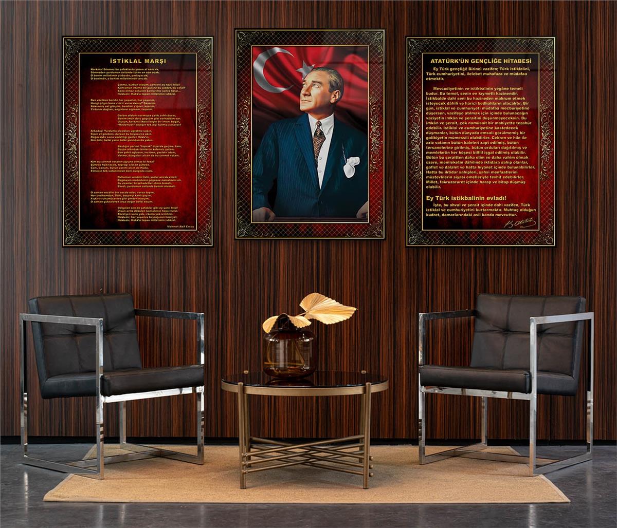  3lü Set VatanTemalı Cam Tablo 17