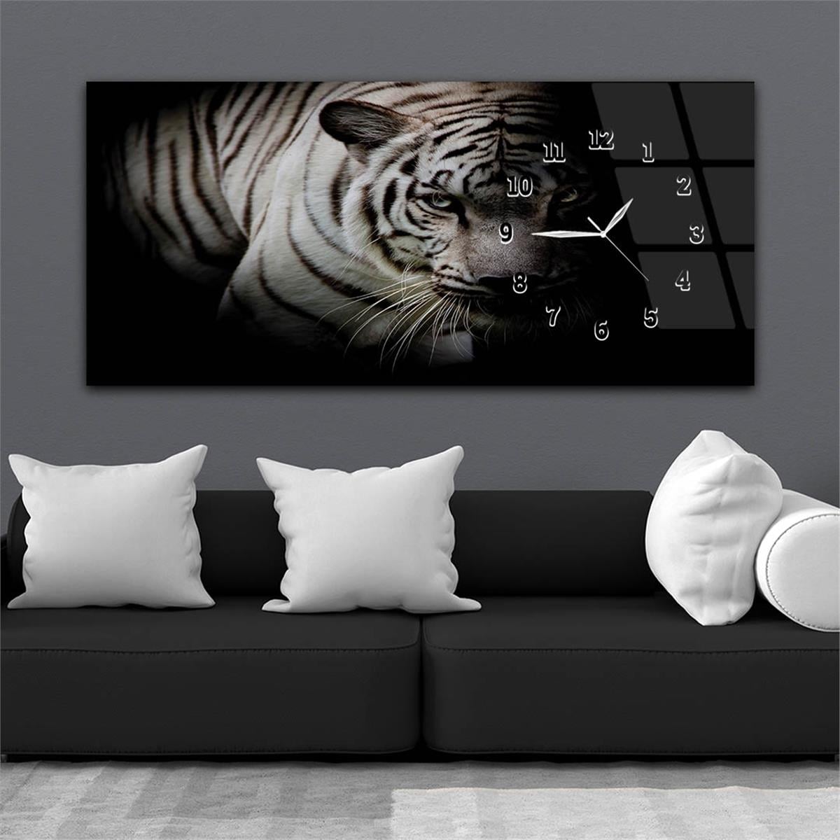 Horizontaal, Aan De Zijkant Voorzien Van Een Klok, Kunst en Natuur Thema Gehard Glasschilderij 134