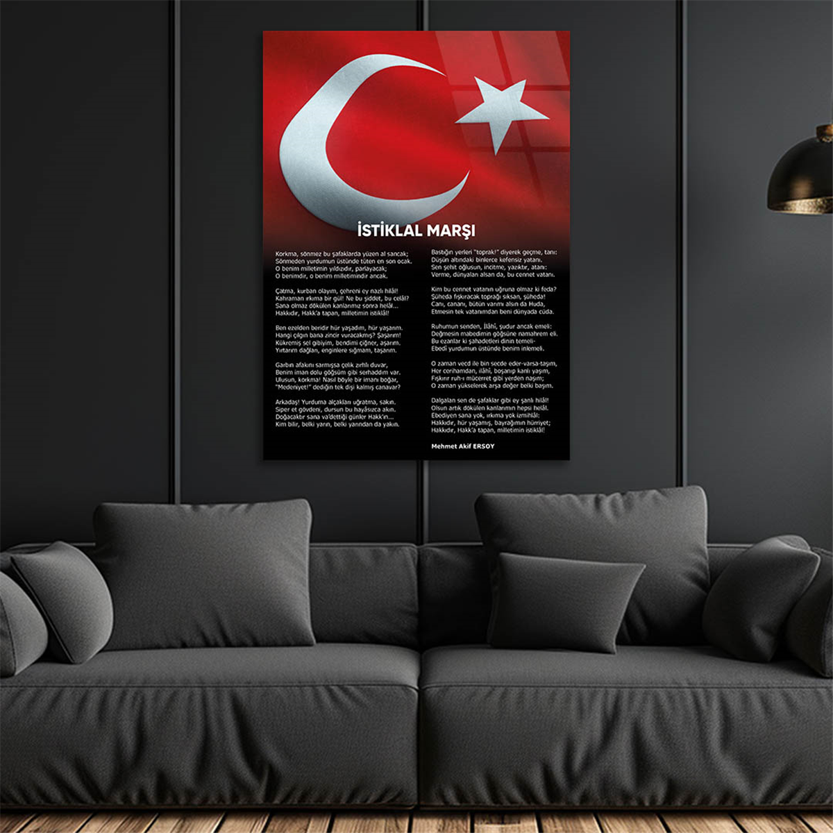 Turkish National Anthem Tempered Glass Wall Art 