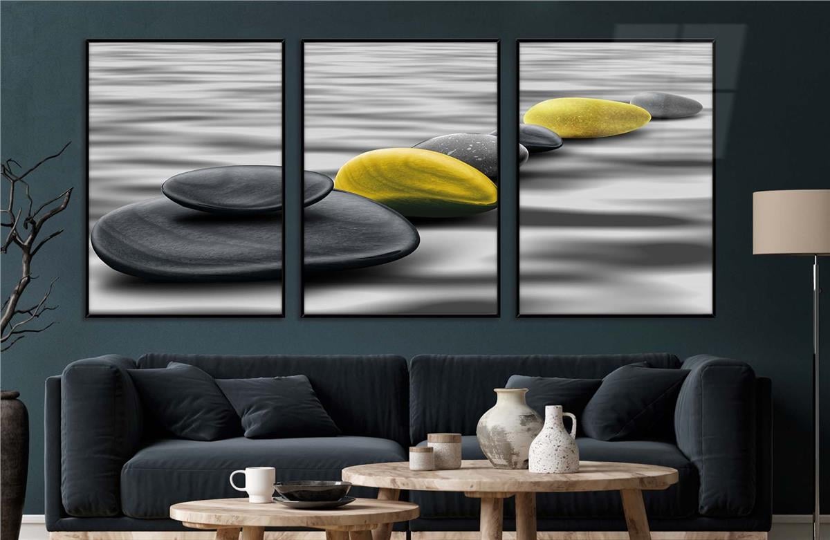 Alüminyum Çerçeveli Sanat Temalı 3lü Set CAM Tablo 0064