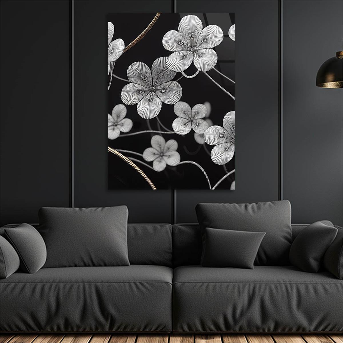 Dikey Sanat Temalı Cam Tablo 440