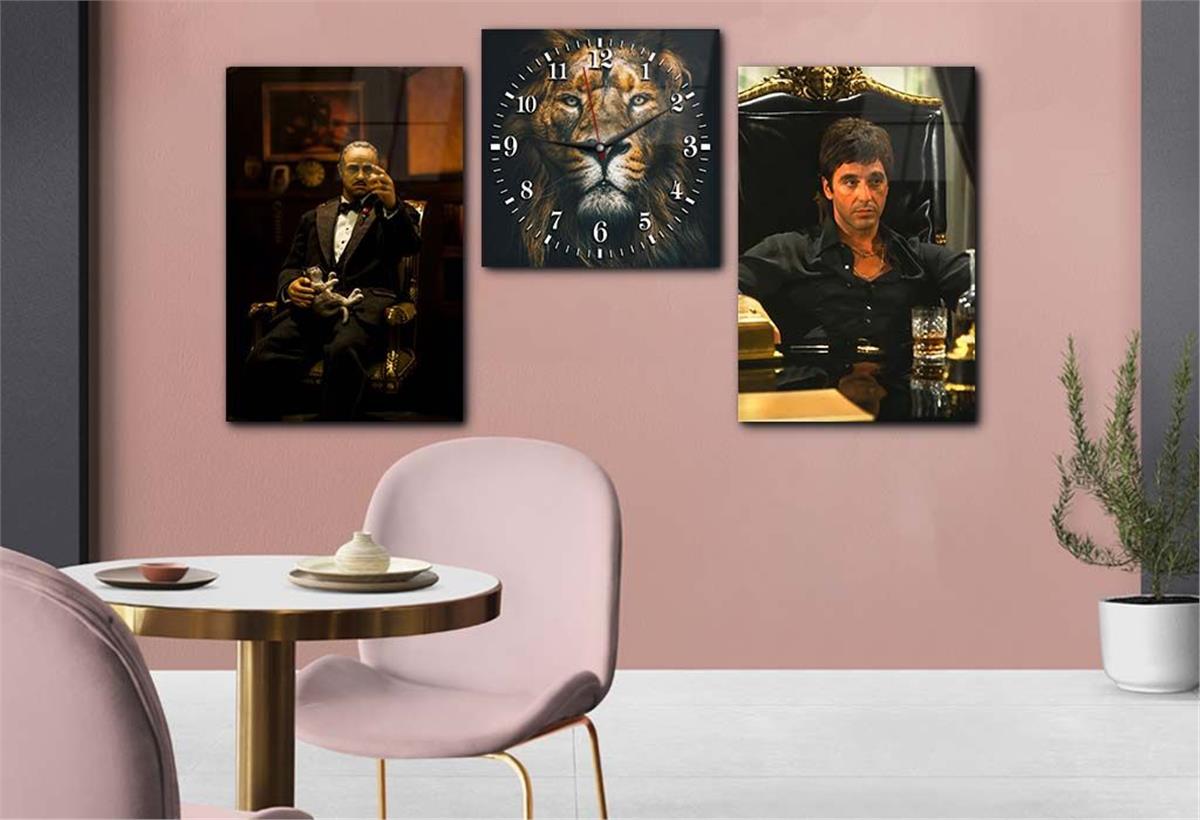Tempered Glasss Wall Arts Art-Themed Set with Clock