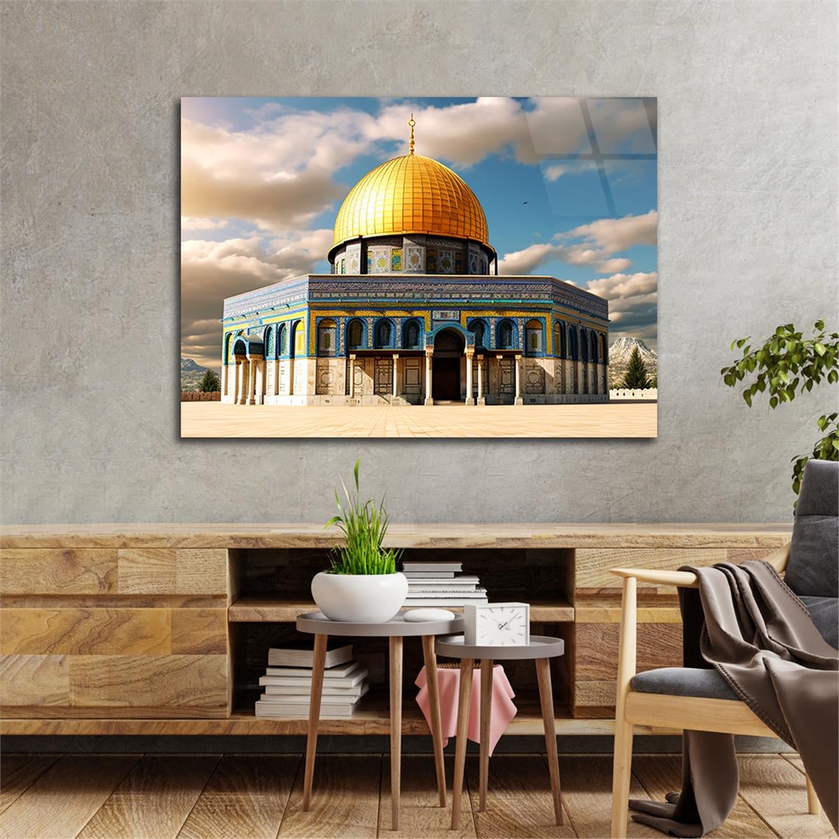 Yatay Dini Temalı Cam Tablo 172