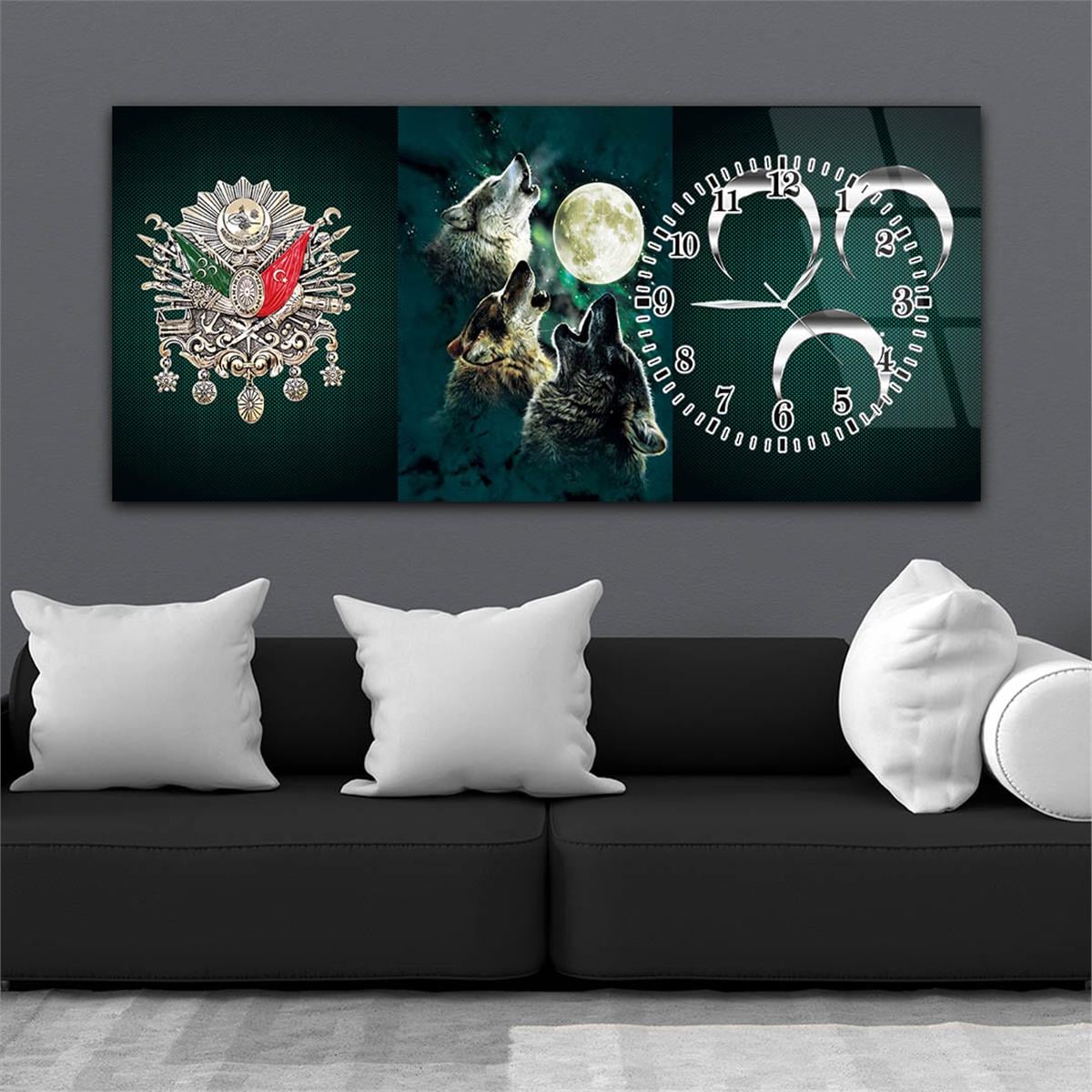 Side-Clock, Homeland-Themed Horizontal Glass Wall Painting 009
