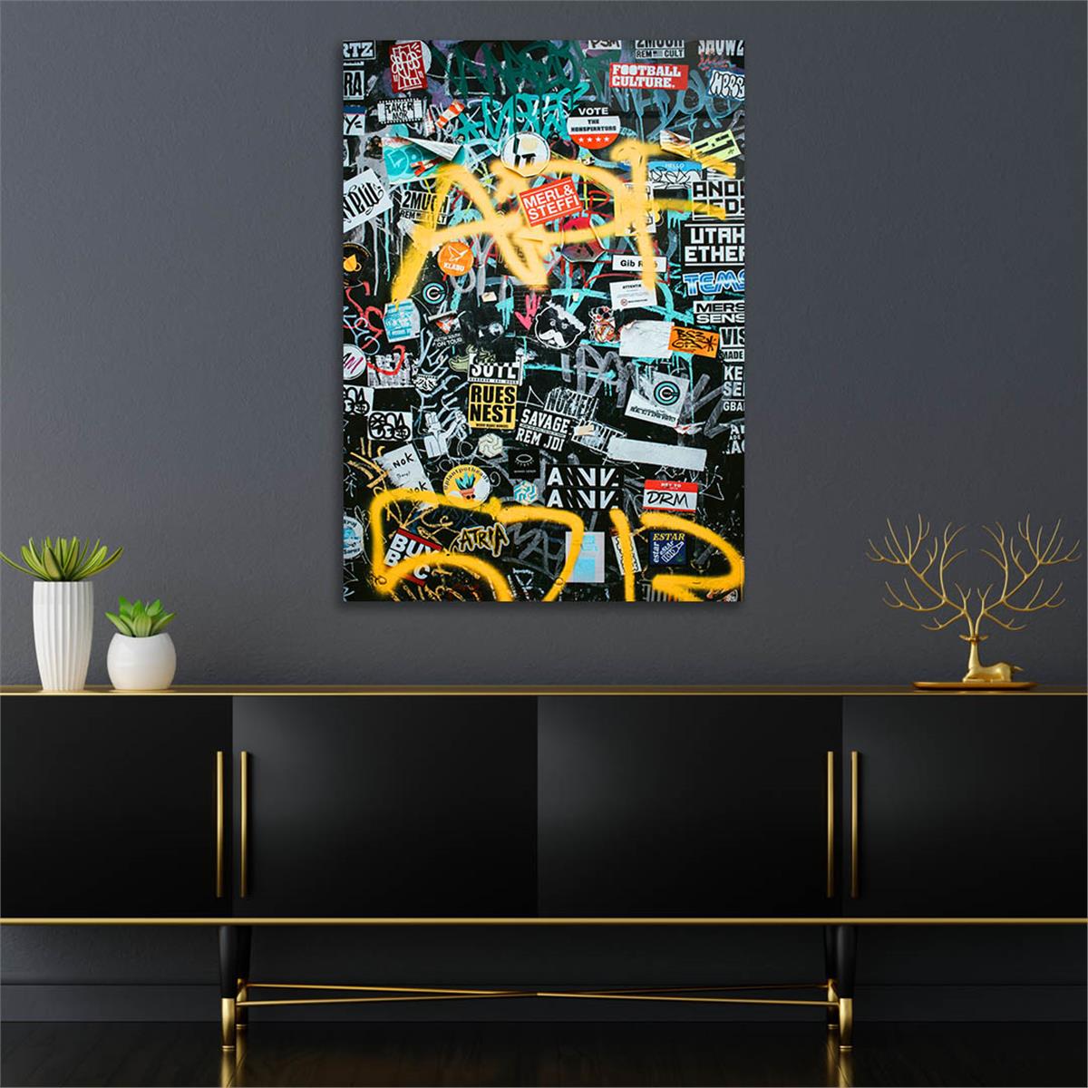 Dikey Sanat Temalı Cam Tablo 512