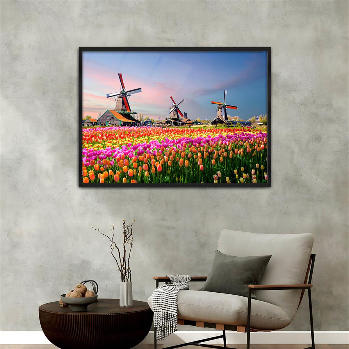 Aluminum-Framed Natured-Themed Tempered Glass Wall Art 076