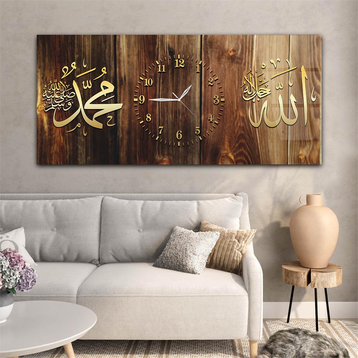 Horizontaal, in Het Midden Voorzien Van Een Klok, Religieus Thema Gehard Glasschilderij 063