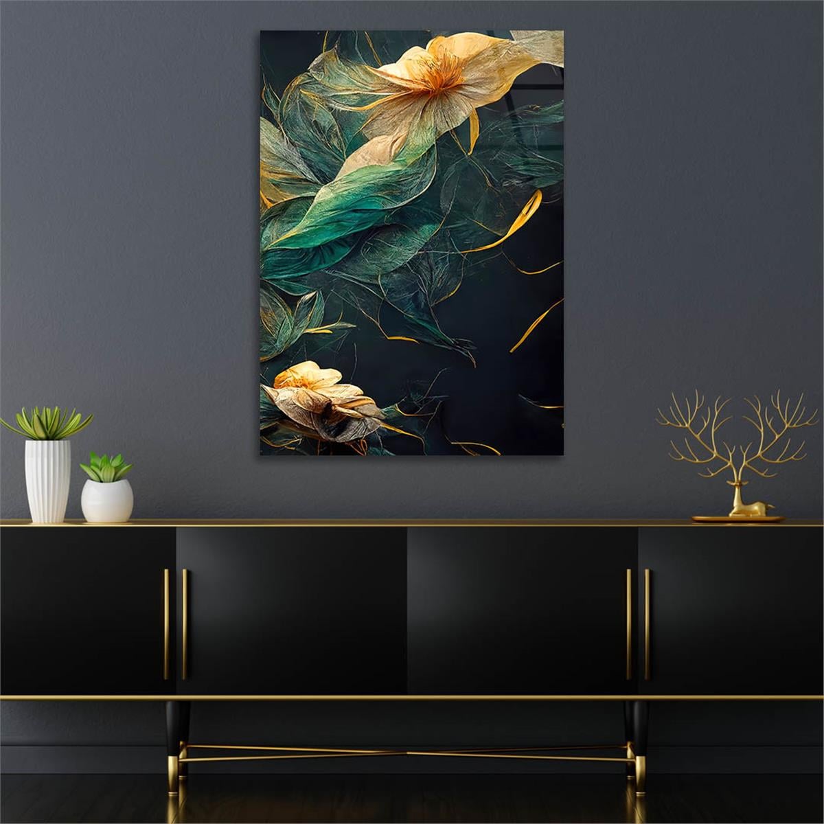 Dikey Sanat Temalı Cam Tablo 386