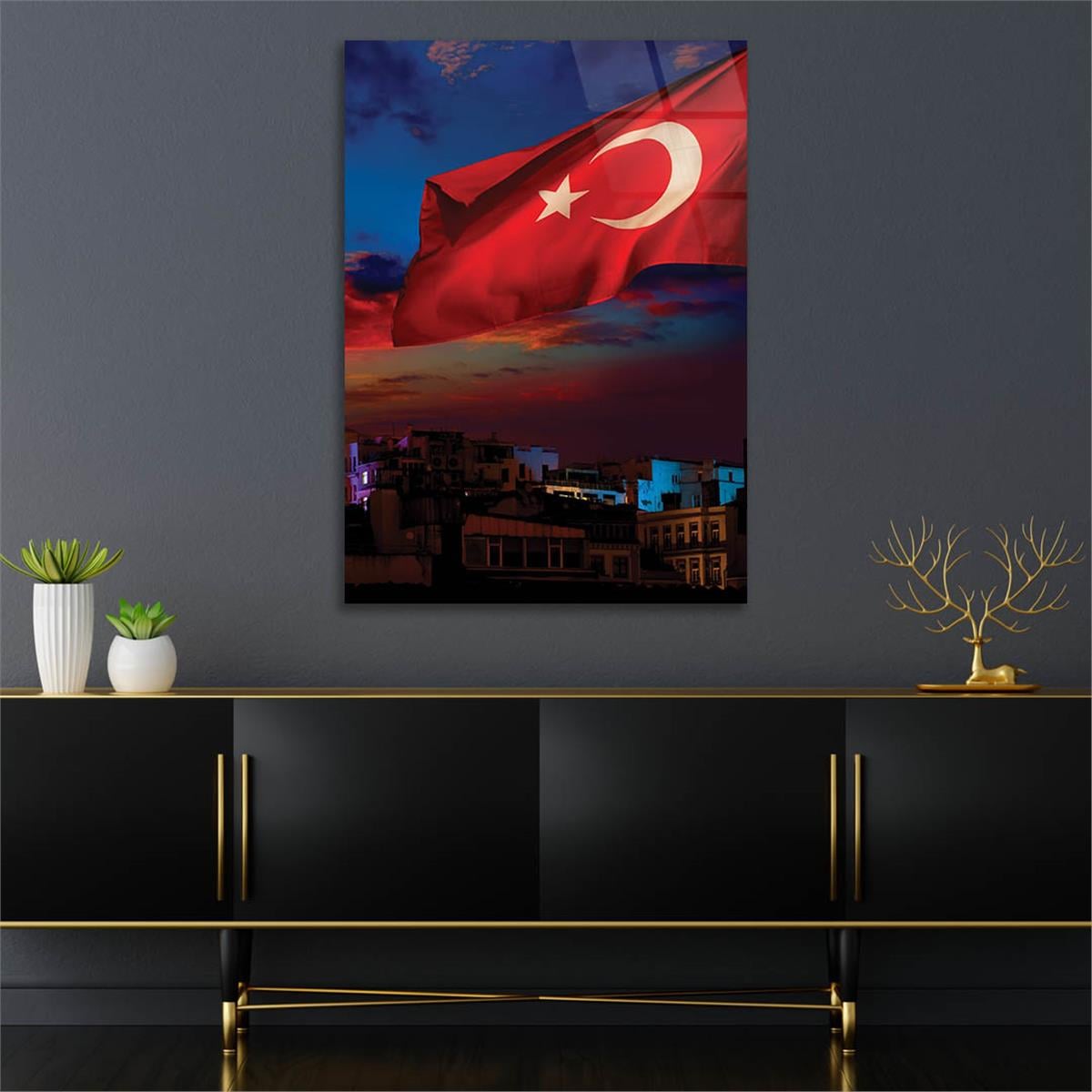 Turkse vlagglas Glasschilderij 