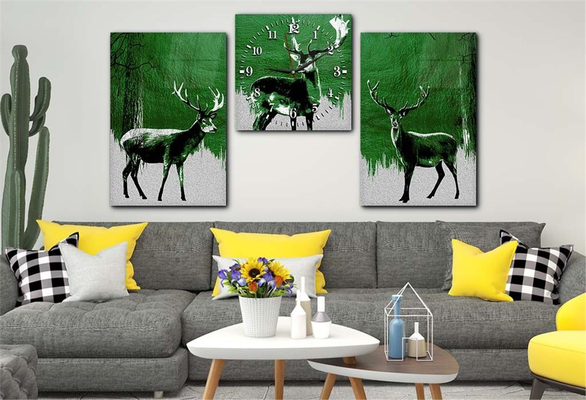 Tempered Glasss Wall Arts Art-Themed Set with Clock