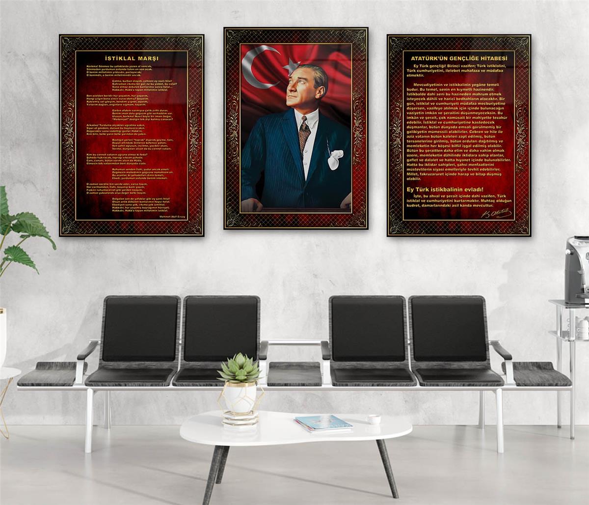  3lü Set VatanTemalı Cam Tablo 17