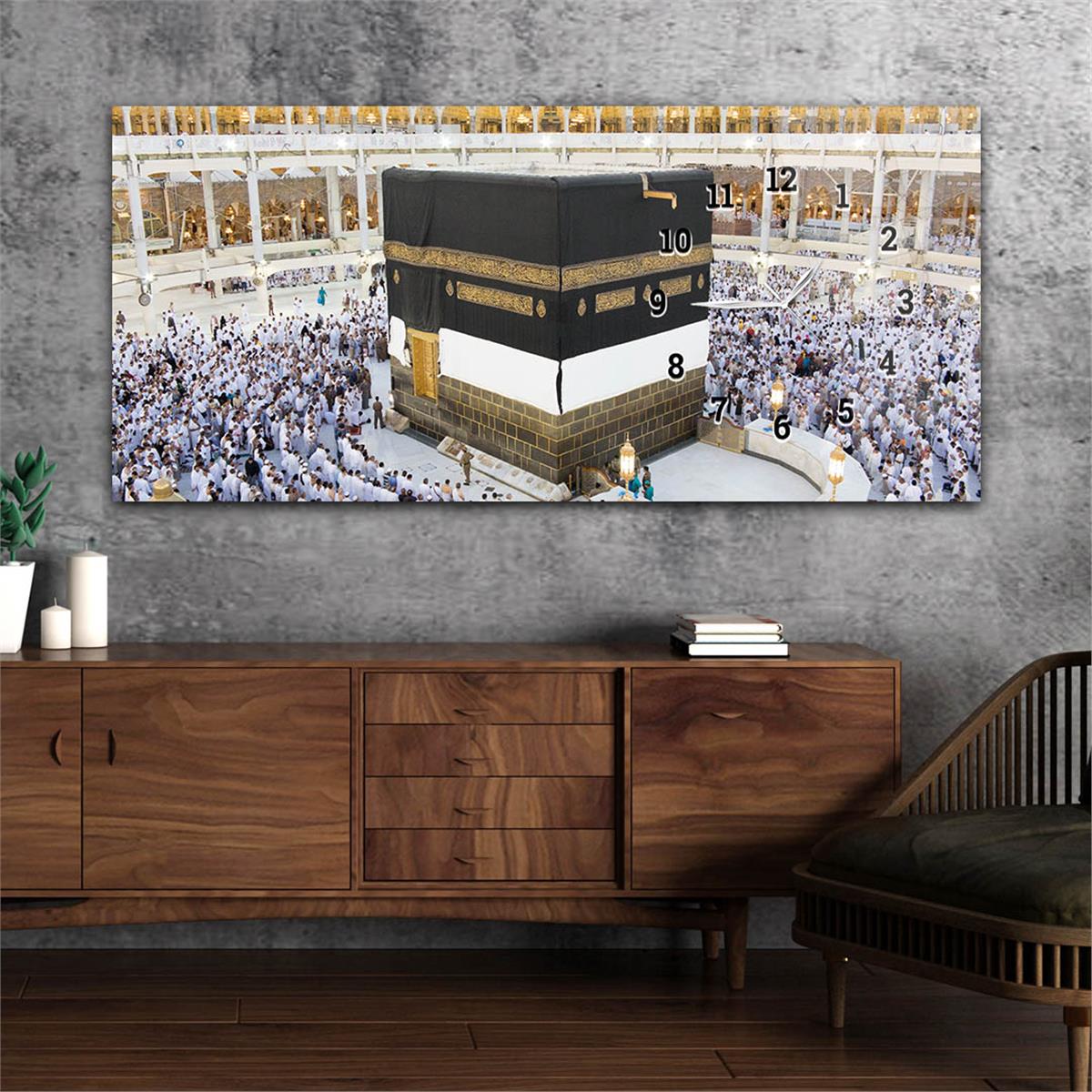 Kaaba Horizontaal, Aan De Zijkant Voorzien Van Een Klok, Religieus Thema Gehard Glasschilderij 067