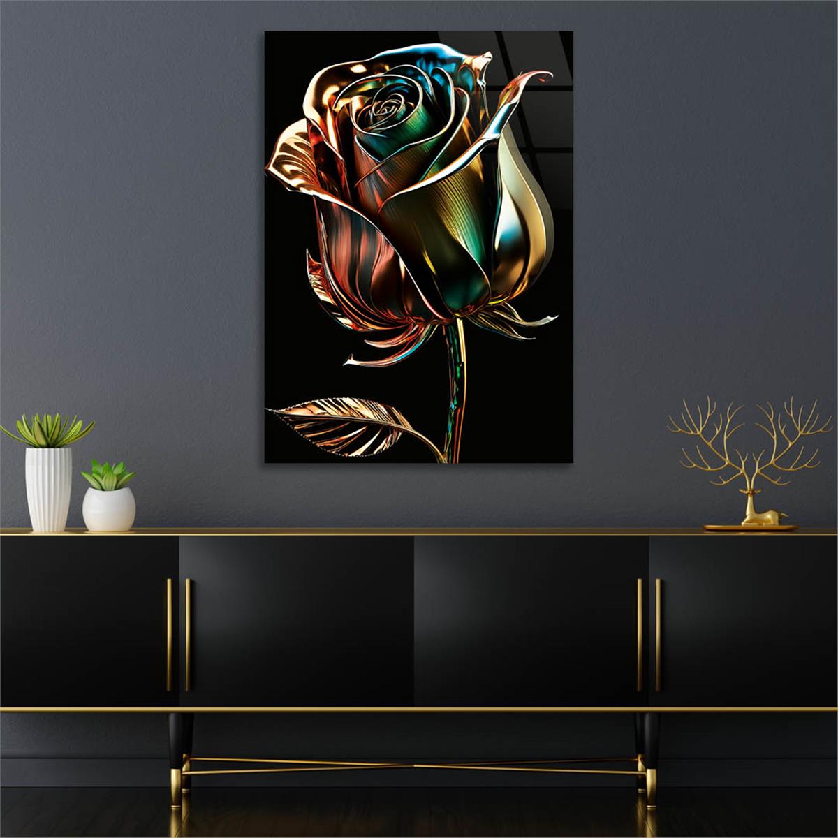 Vertical Tempered Glasss Wall Arts Natured-Themed128