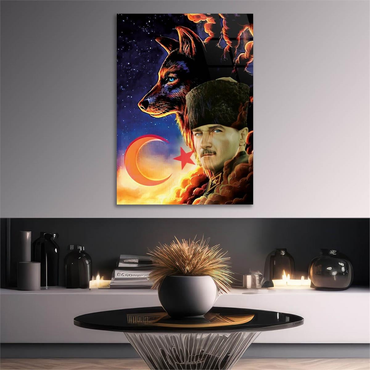 Mustafa Kemal Atatürk Ve Wolf Gehard Glasschilderij