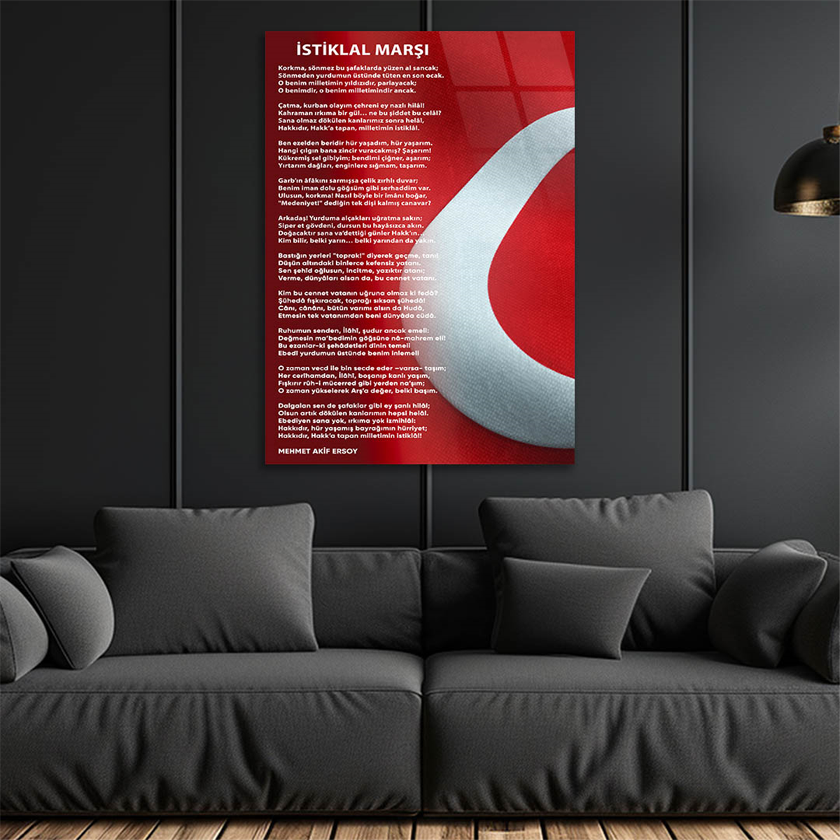 Turkish National Anthem Tempered Glass Wall Art 