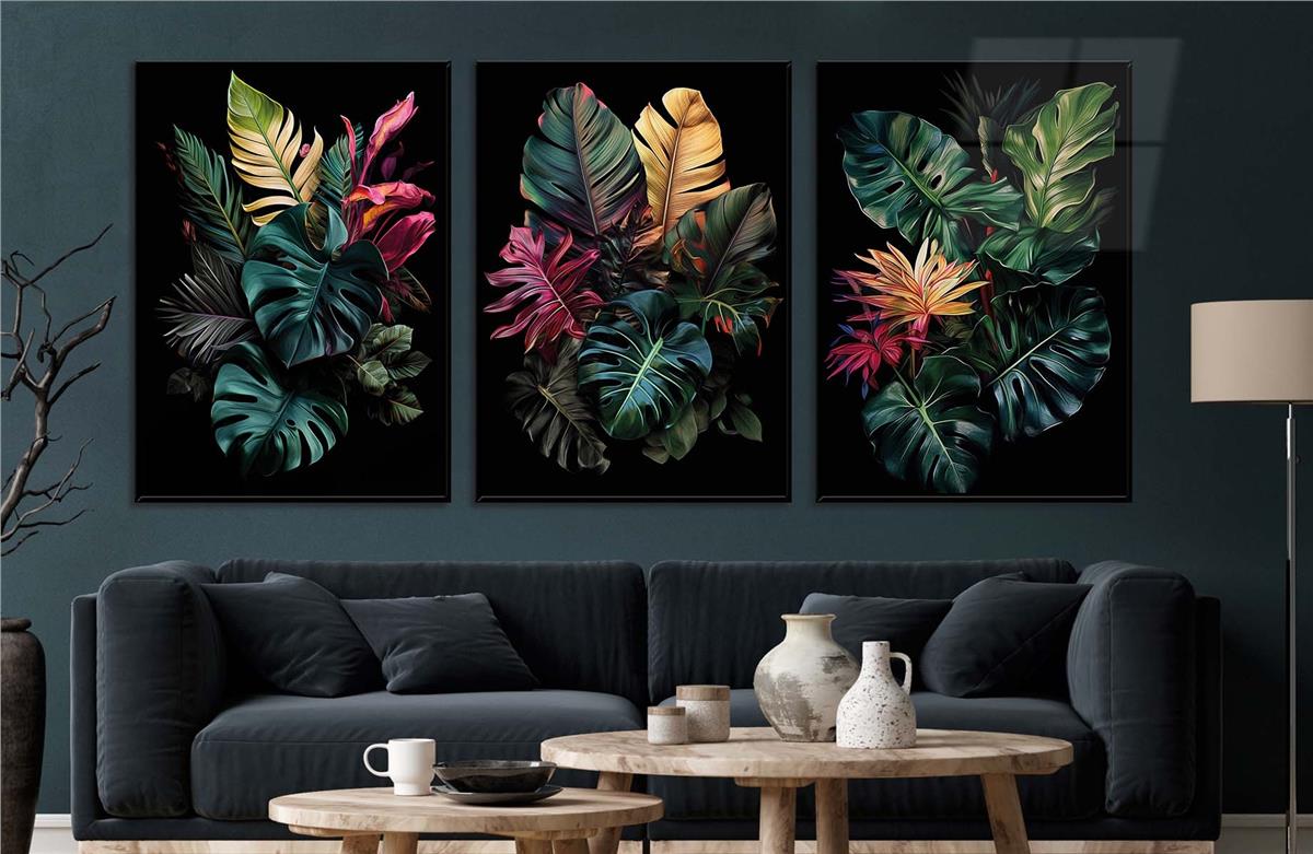 Alüminyum Çerçeveli Sanat Temalı 3lü Set CAM Tablo 0076