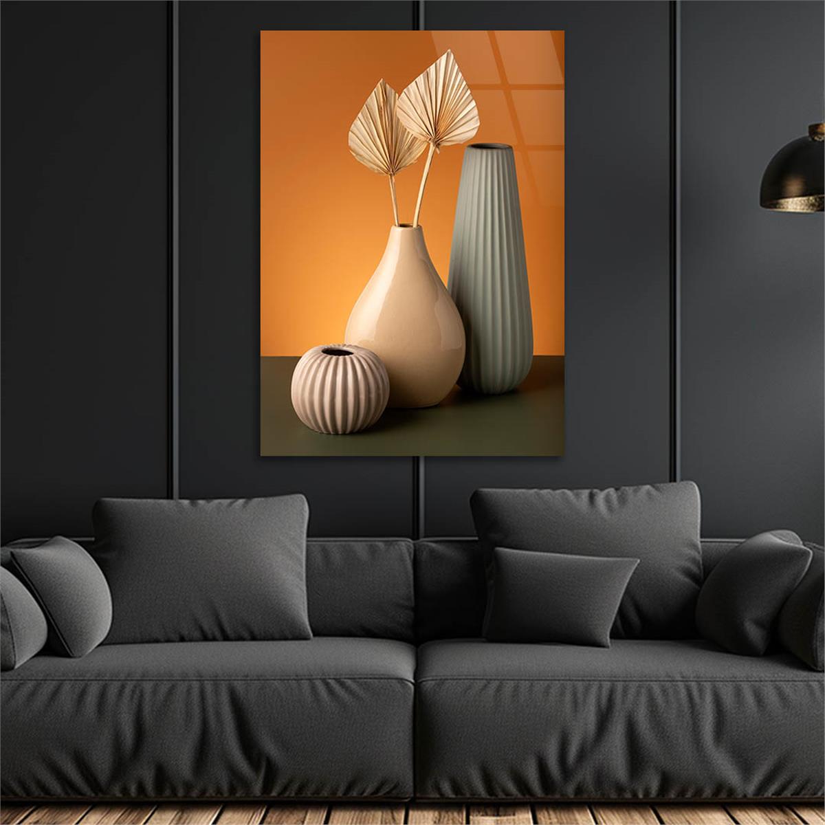 Dikey Sanat Temalı Cam Tablo 342