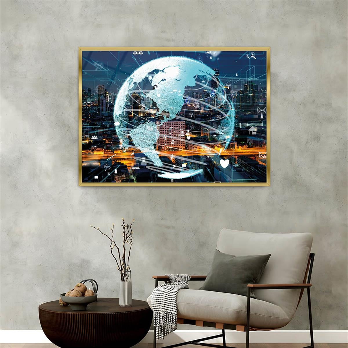 Aluminum-Framed Art-Themed Tempered Glass Wall Art 056