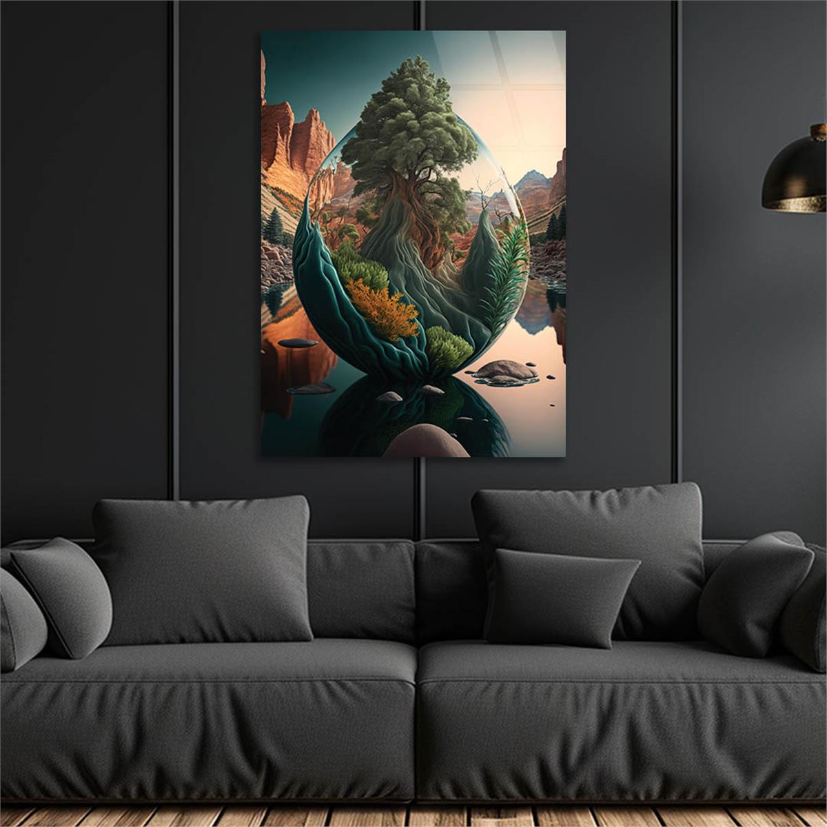 Vertical Tempered Glasss Wall Arts Art-Themed 304