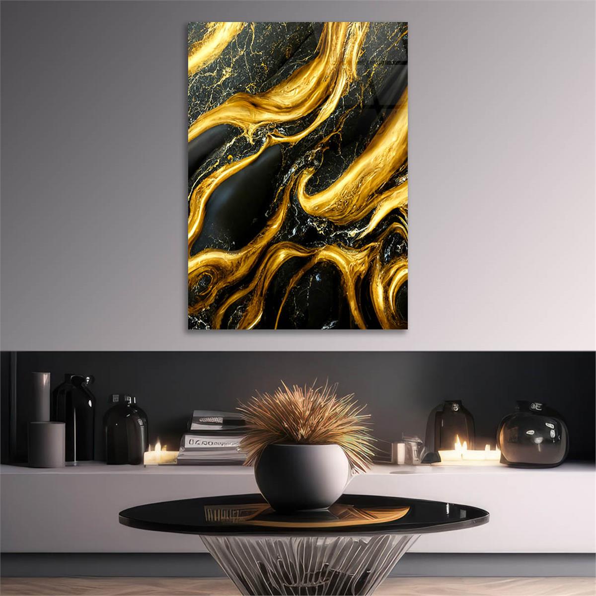 Dikey Sanat Temalı Cam Tablo 339