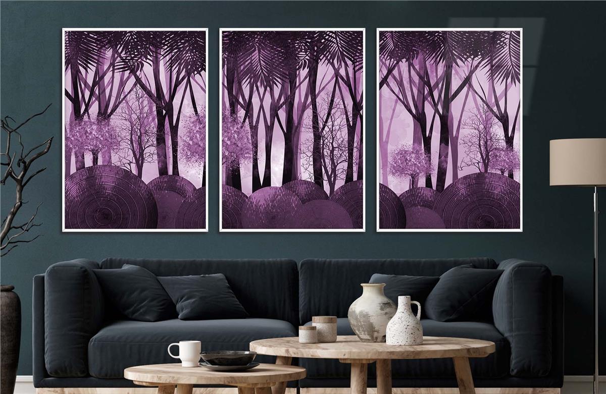 Alüminyum Çerçeveli Sanat Temalı 3lü Set CAM Tablo 0032