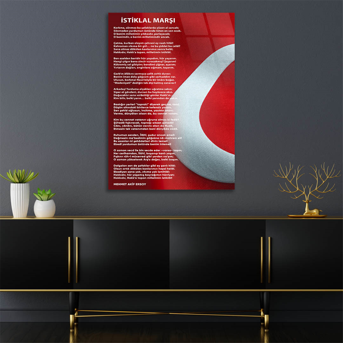 Turkish National Anthem Tempered Glass Wall Art 