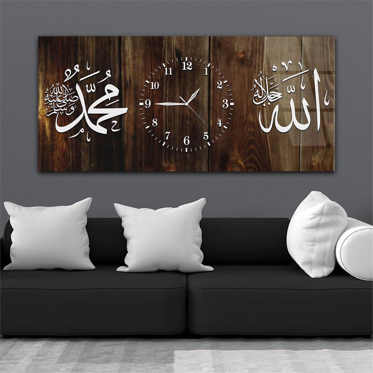 Horizontaal, in Het Midden Voorzien Van Een Klok, Religieus Thema Gehard Glasschilderij 066