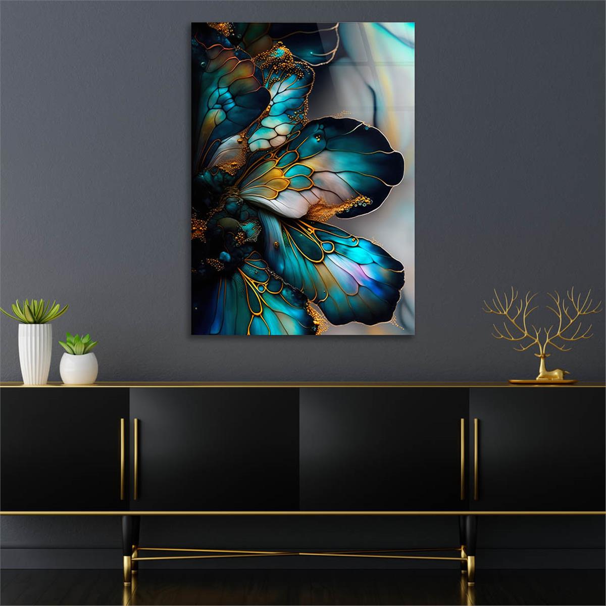 Dikey Sanat Temalı Cam Tablo 372