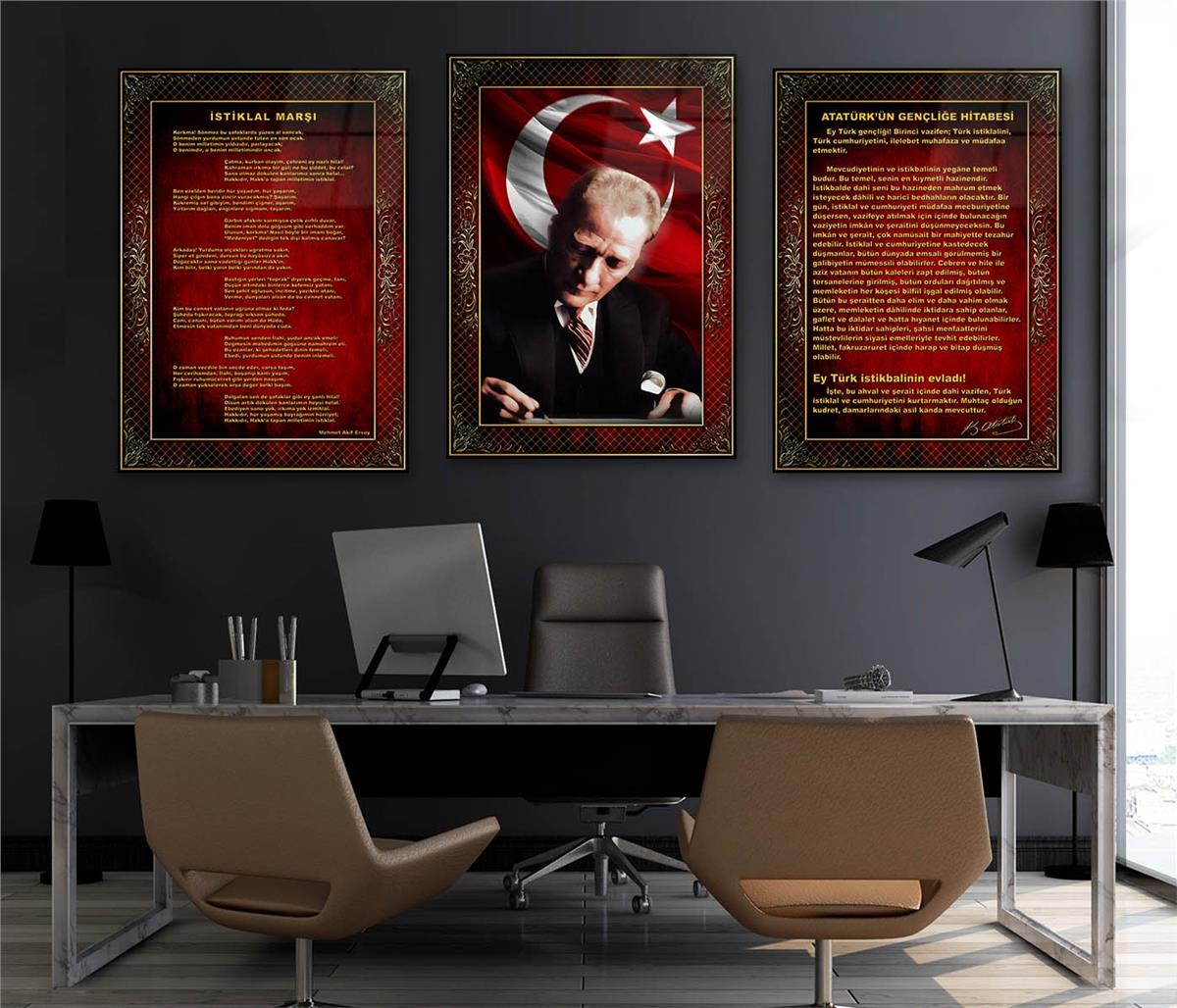  3lü Set VatanTemalı Cam Tablo 20