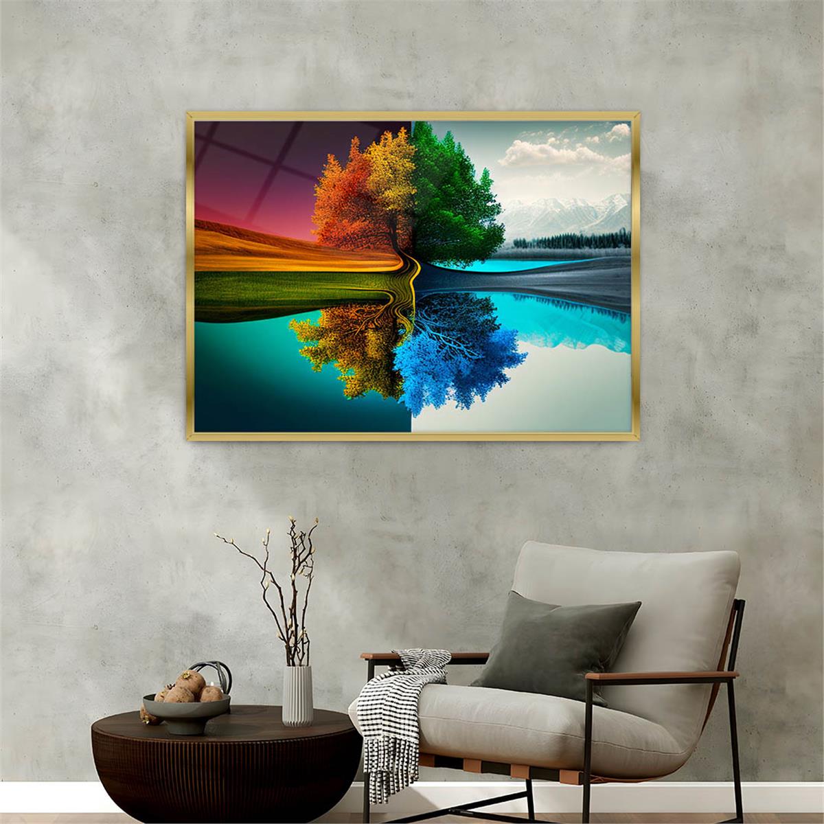 Aluminum-Framed Natured-Themed Tempered Glass Wall Art 029