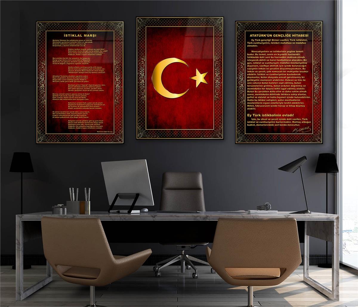  3lü Set VatanTemalı Cam Tablo 14