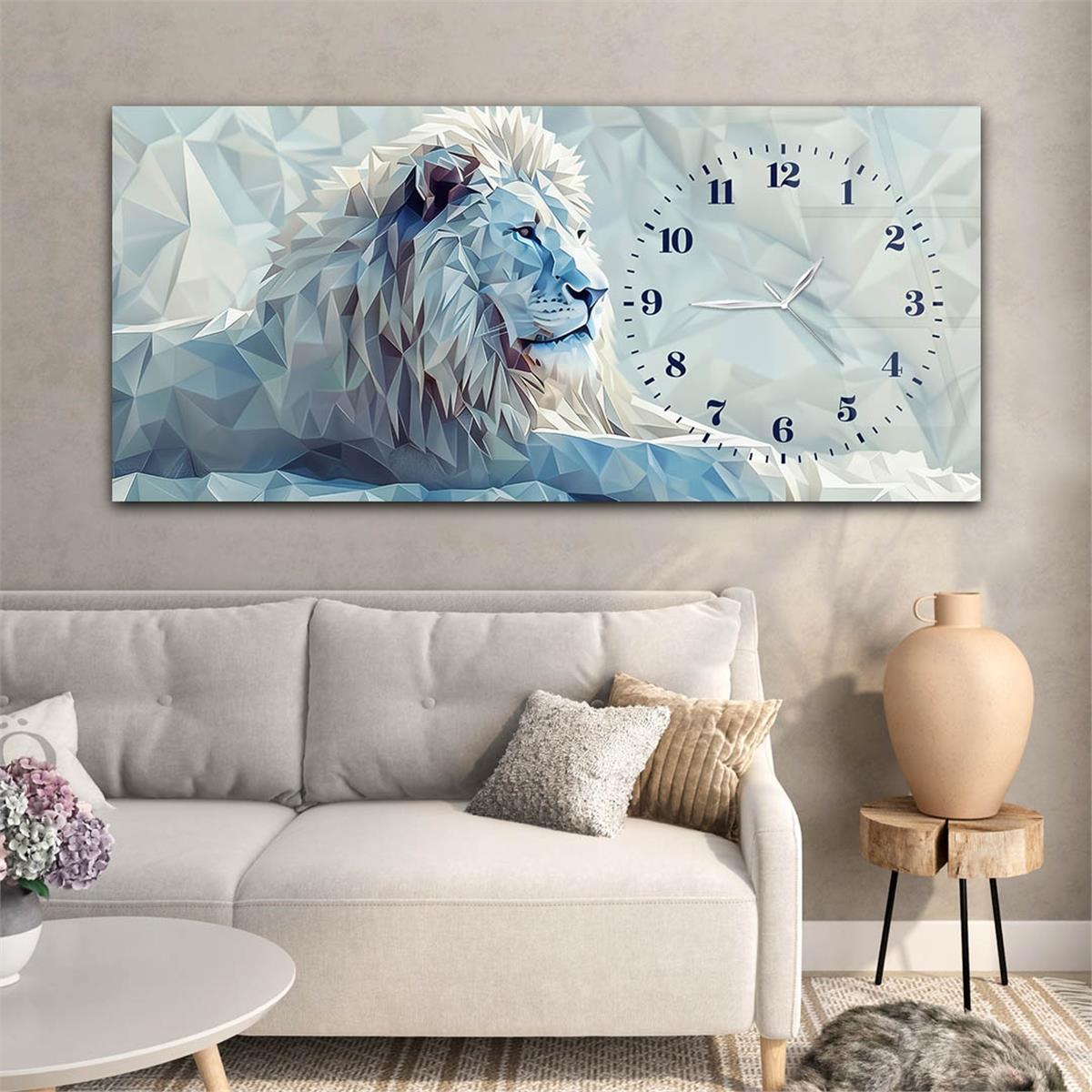 Yatay Saatli Yandan Sanat Temalı Cam Tablo 329