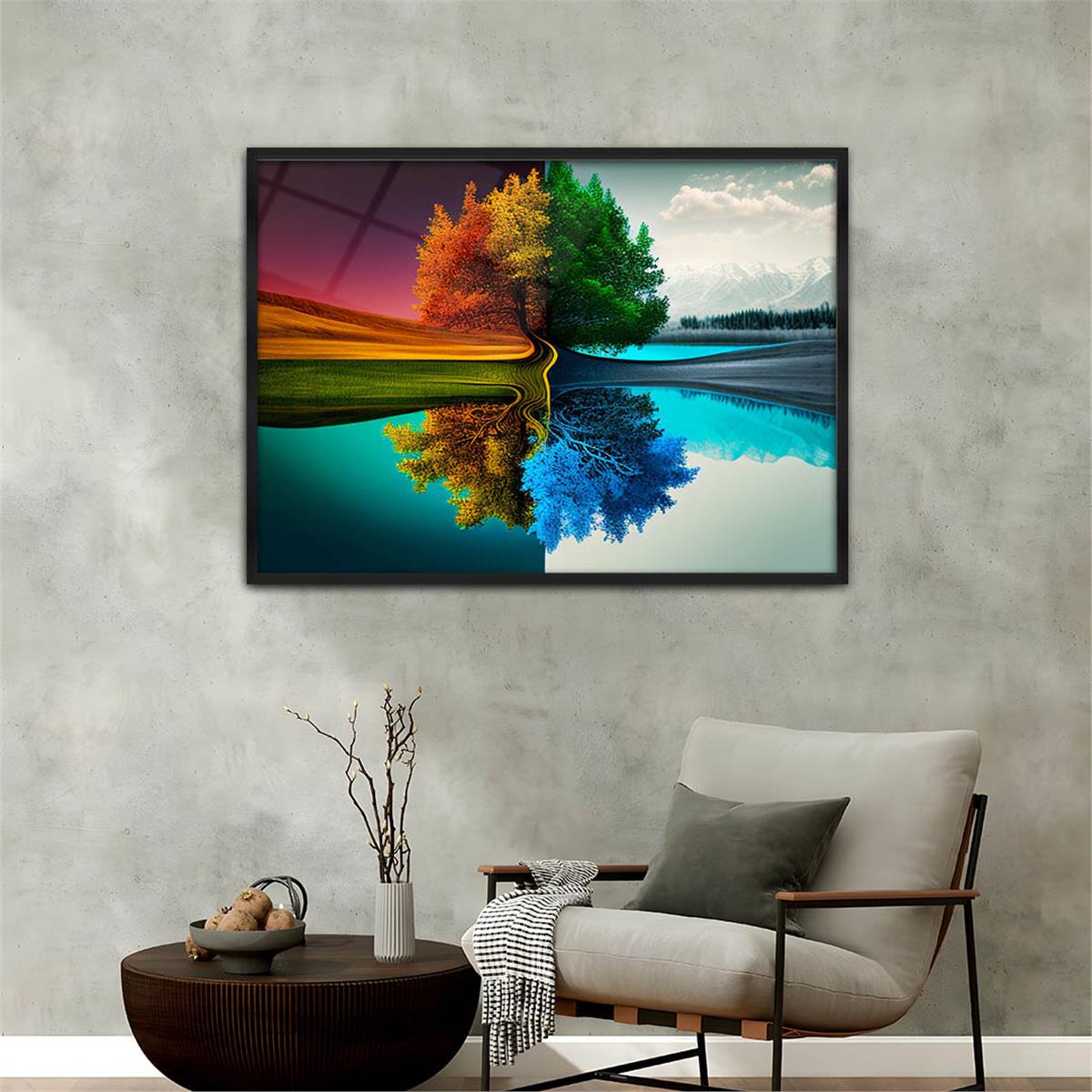 Aluminum-Framed Natured-Themed Tempered Glass Wall Art 029