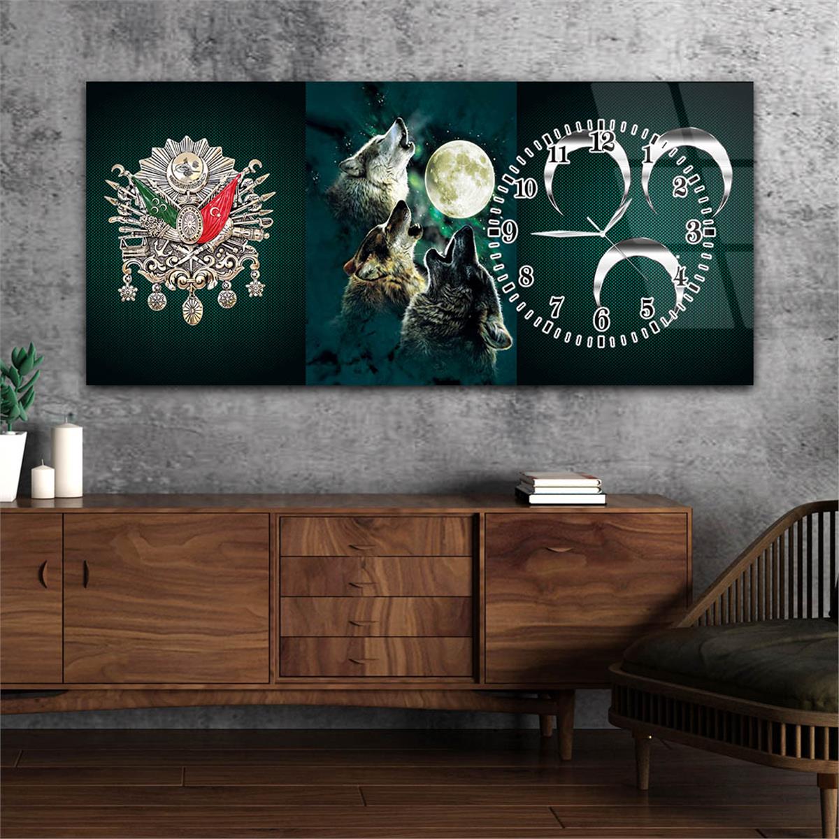 Side-Clock, Homeland-Themed Horizontal Glass Wall Painting 009