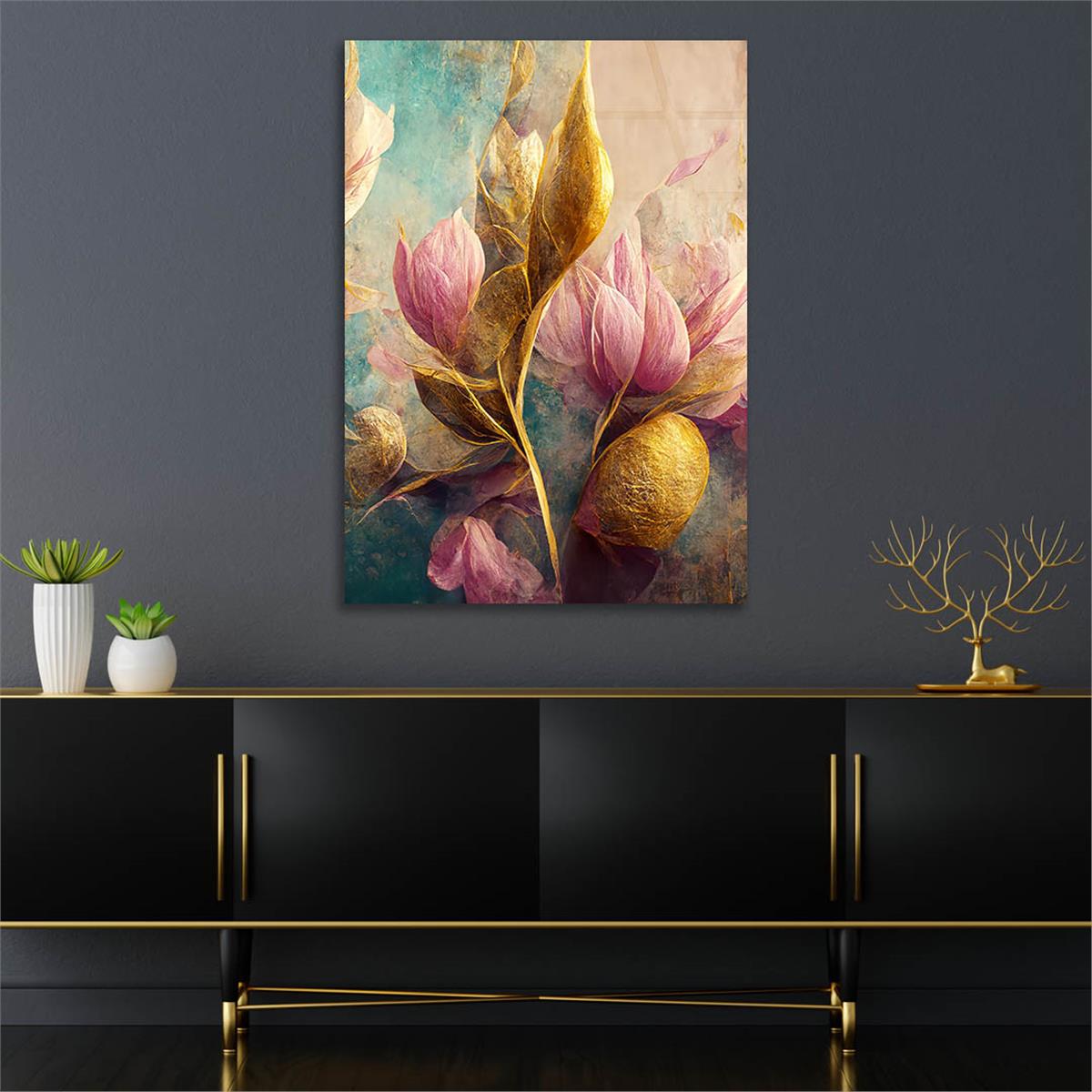 Dikey Sanat Temalı Cam Tablo 464